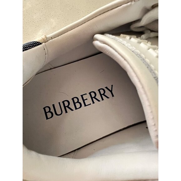 BURBERRY ROBIN WHITE LEATHER SNEAKERS SIZE 39 - Picture 8 of 12